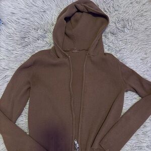 Brandy Melville Chocolate Zip-Up Hoodie